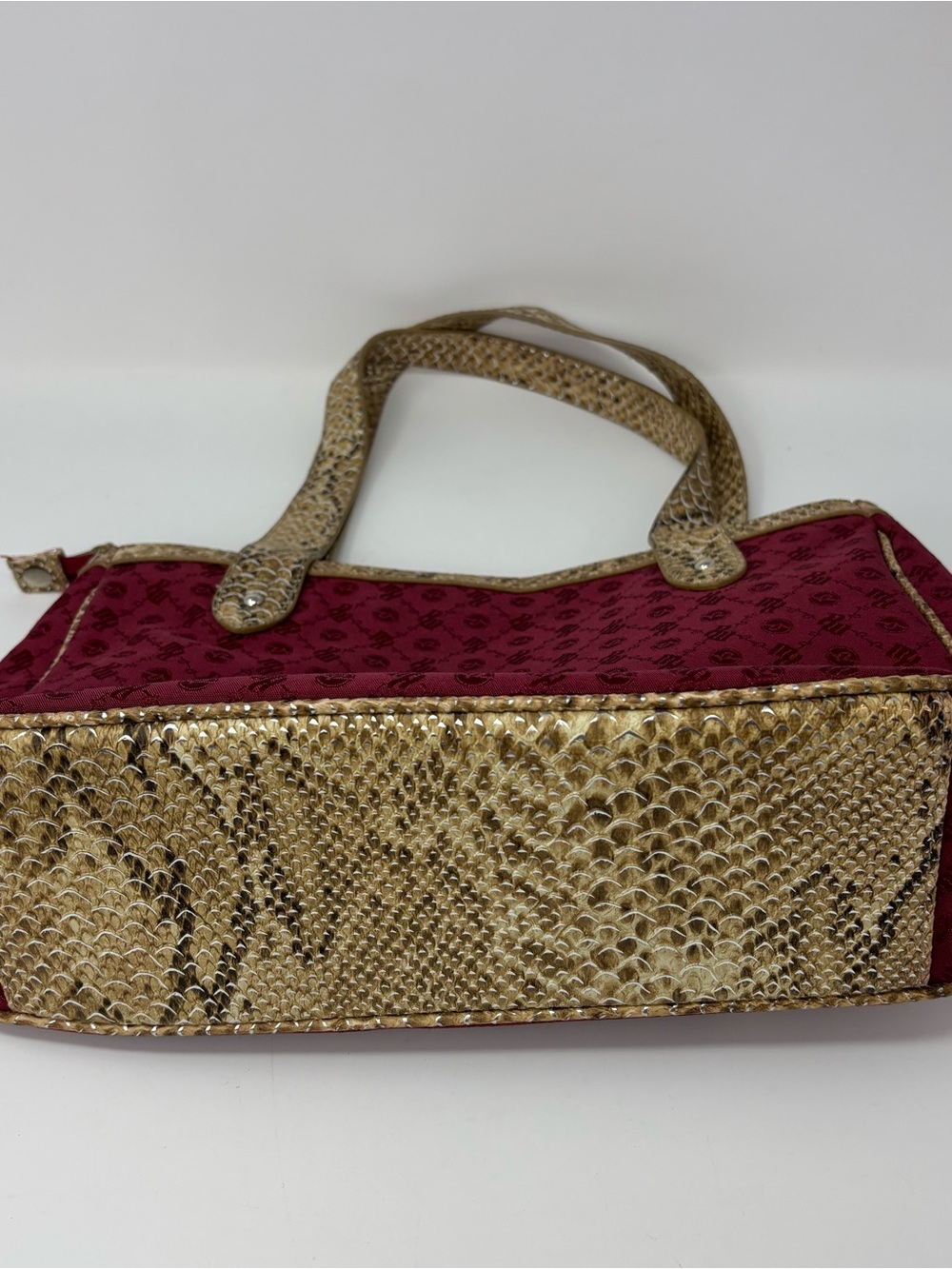 Vintage Y2K Rocawear Red Monogram Shoulder Bag Snakeskin Buckle Purse Handbag - Picture 4 of 10